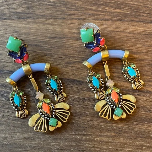 Stella & Dot Signed Cecily Convertible Multicolor Statement Earrings - Picture 1 of 3